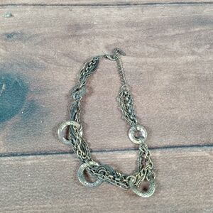 Vintage VCLM Hammered‎ Pendant Multi Strand Chain Necklace Collar